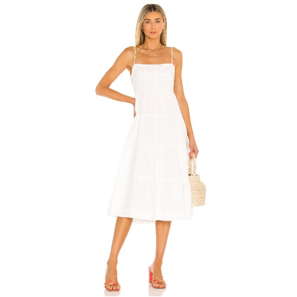 Revolve White Charlotte Embroidered Eyelet Dress Sz M